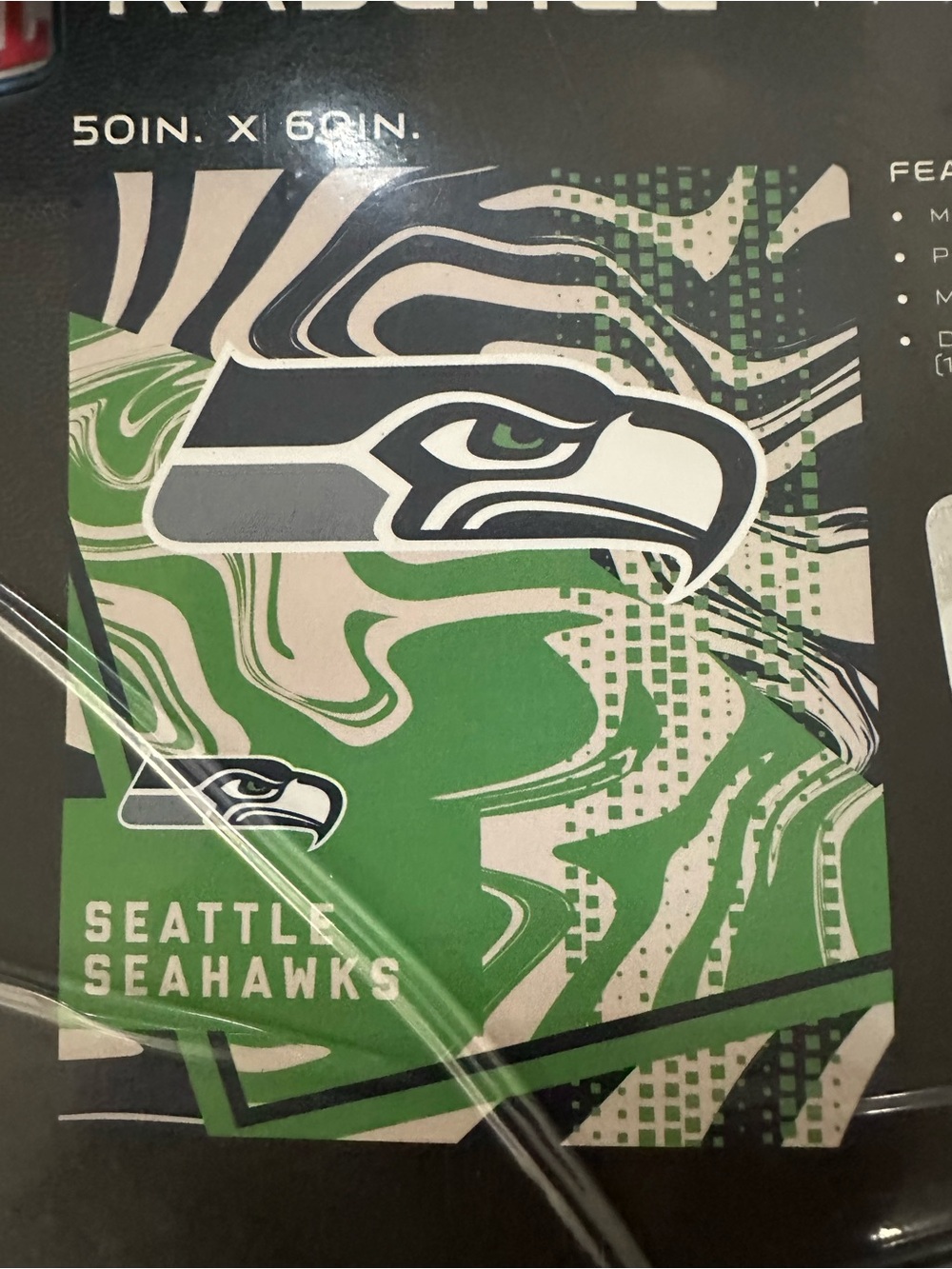 NFL Seattle Seahawks Green and Navy Graphic 50x60 Throw New